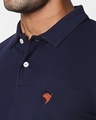 Shop Dark Navy-Neon Tangerine Contrast Collar Pique Polo T-Shirt