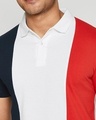 Shop Dark Navy-White-Imperial Red Triple Vertical Block Polo T-Shirt
