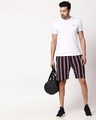 Shop Dark Navy-White-Imperial Red Vertical Stripe Shorts-Full
