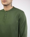 Shop Dark Olive Full Sleeve Henley T-Shirt-Full