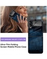 Shop DarkBlueGrunge Premium Glass Case for Samsung Galaxy Z Flip4 5G (Shock Proof, Scratch Resistant)-Full