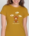 Shop Day Dreaming Bear Half Sleeve Printed T-Shirt Mustard Yellow -Front