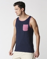 Shop Men's Blue Contrast Binding Pocket Vest-Design