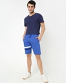 Shop Dazzling Blue Men's Solid One Side Printed Strip Shorts-Full