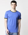 Shop Dazzling Blue Round neck Varsity H/S T-shirt-Front