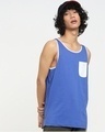 Shop Men's Dazzling Blue Contrast Binding Pocket Oversized Vest-Front