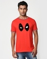 Shop Deadpool Eyes Crewneck Varsity Rib H/S T-Shirt ( DPL)-Multicolor-Front