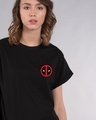 Shop Deadpool Face Printed Badge Boyfriend T-Shirt ( DPL )-Front