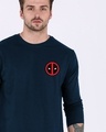 Shop Deadpool Face Printed Badge Full Sleeve T-Shirt ( DPL )-Front
