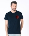 Shop Deadpool Face Printed Badge Half Sleeve T-Shirt ( DPL )-Front