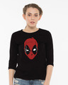 Shop Deadpool Mask Round Neck 3/4th Sleeve T-Shirt (DPL)-Front