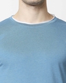 Shop Deep Lake Melange Raw Edge Full Sleeve T-Shirt