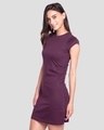 Shop Deep Purple Cap Sleeve Plain T-Shirt Dress
