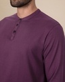 Shop Deep Purple Full Sleeve Henley T-Shirt