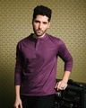 Shop Deep Purple Full Sleeve Henley T-Shirt