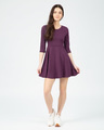 Shop Deep Purple Plain Flared Dress-Design