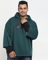 Shop Men's Deep Teal Typography Plus Size Oversized Layered Hoodie-Front