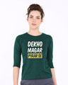 Shop Dekho Magar Pyaar Se Round Neck 3/4th Sleeve T-Shirt-Front