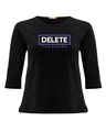 Shop Delete the Drama Round Neck 3/4 Sleeve T-Shirt Black