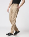 Shop Desert Beige Casual Cotton Pants-Front