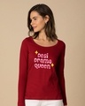 Shop Desi Drama Queen Scoop Neck Full Sleeve T-Shirt-Front
