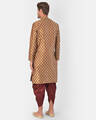 Shop Dupion Silk Brown Knee Length Full Sleeve Regular Fit Printed Ethnic Wear For Men-Design