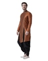 Shop Dupion Silk Copper Knee Length Full Sleeve Regular Fit Printed Kurta For Men-Design