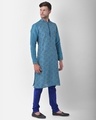 Shop Dupion Silk Kurta And Churidar Set For Men Full Sleeve Printed Ethnic Motifs-Design