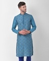 Shop Dupion Silk Kurta And Churidar Set For Men Full Sleeve Printed Ethnic Motifs