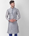 Shop Dupion Silk Kurta And Churidar Set For Men Full Sleeve Printed Ethnic Motifs