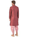 Shop Dupion Silk Maroon Knee Length Full Sleeve Regular Fit Printed Ethnic Wear For Men-Design