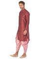 Shop Dupion Silk Maroon Knee Length Full Sleeve Regular Fit Printed Ethnic Wear For Men-Full