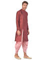 Shop Dupion Silk Maroon Knee Length Full Sleeve Regular Fit Printed Ethnic Wear For Men