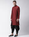 Shop Dupion Silk Maroon Knee Length Full Sleeve Regular Fit Solid Ethnic Wear For Men-Design