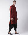 Shop Dupion Silk Maroon Knee Length Full Sleeve Regular Fit Solid Ethnic Wear For Men-Full