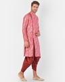 Shop Dupion Silk Peach Knee Length Full Sleeve Regular Fit Printed Ethnic Wear For Men-Full