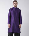 Shop Dupion Silk Purple Knee Length Full Sleeve Regular Fit Solid Ethnic Wear For Men-Front