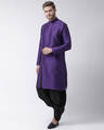 Shop Dupion Silk Purple Knee Length Full Sleeve Regular Fit Solid Ethnic Wear For Men-Design