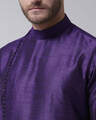 Shop Dupion Silk Purple Knee Length Full Sleeve Regular Fit Solid Ethnic Wear For Men
