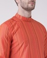 Shop Silk Blend Knee Length Orange Color Full Sleeve Regular Fit Straight Kurta For Men