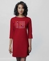 Shop Diagonal Friends Boat Neck 3/4th Sleeve Printed T-Shirt Dress (FRL)-Front
