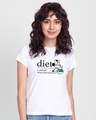 Shop Women's White Diet Minnie Typography Slim Fit T-shirt-Front