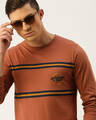 Shop Men's Brown Striped Slim Fit T-shirt-Front