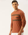 Shop Men's Brown Striped Slim Fit T-shirt-Design