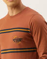 Shop Men's Brown Striped Slim Fit T-shirt