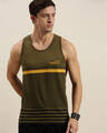 Shop Men's Green Striped Tank Top-Front