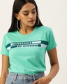 Shop Green Typographic T Shirt-Front