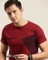 Shop Maroon Colourblocked T Shirt
