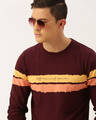 Shop Men's Maroon Striped T-shirt-Front