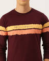 Shop Men's Maroon Striped T-shirt-Full